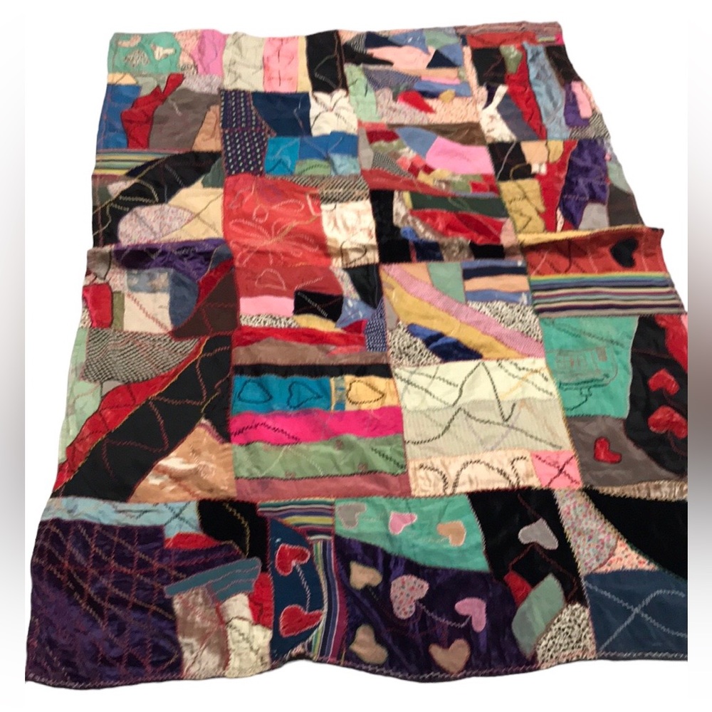Vintage 🪡🧵 ❤️ 🪡🧵crazy quilt - Picture 2 of 12